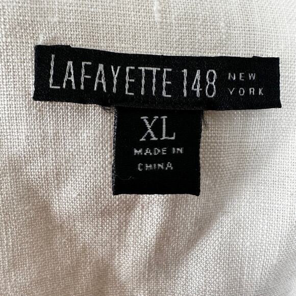 Lafayette 148 New York Cardigan Sweater Linen Open Knit Cream XL Coastal Classic - Picture 7 of 10
